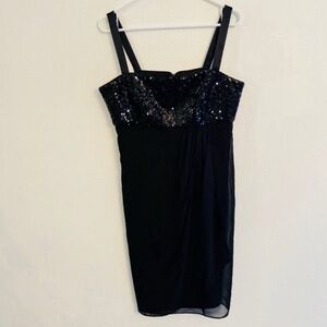Vintage 90s Kathy Roberts Black Sequin Mini Dress 10